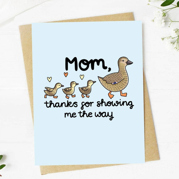 Mother Duck and Ducklings Mother's Day Card blue