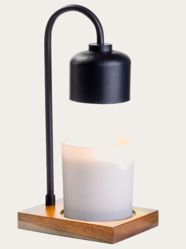 Black & Wood Arched Candle Warmer Lamp