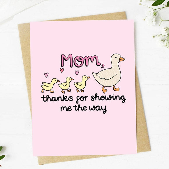 Mother Duck and Ducklings Mother's Day Card pink