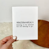 Definition Of Adulthood Funny Birthday Cards