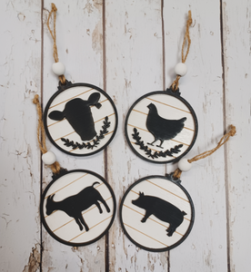 Farm Animal Wood Ornaments